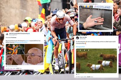 Tweets of the week: World champion cows, an Irn Bru bike, and Mathieu van der Poel's missing BOA dial