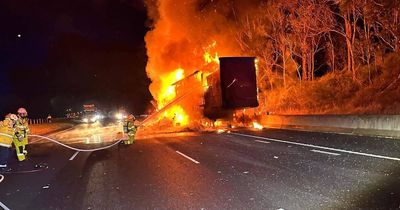 Truck inferno closes M1 Pacific Motorway overnight
