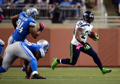 Marshawn Lynch is at Detroit Lions training camp practice today