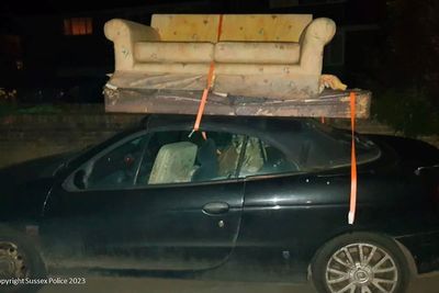 Man banned from driving after loading sofa and mattress on to soft-top car