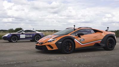 See Porsche 911 Dakar Drag Race Lamborghini Huracan Sterrato In Close Fight