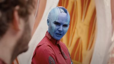 See Karen Gillan Call Out Dave Bautista For Laughing Hysterically When He’s Trying To Get Through Drax’s Over-The-Top Guardians Of The Galaxy Lines