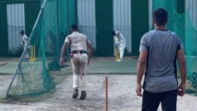 Watch: Pace like fire! Cop in khakee fires thunderbolts in nets