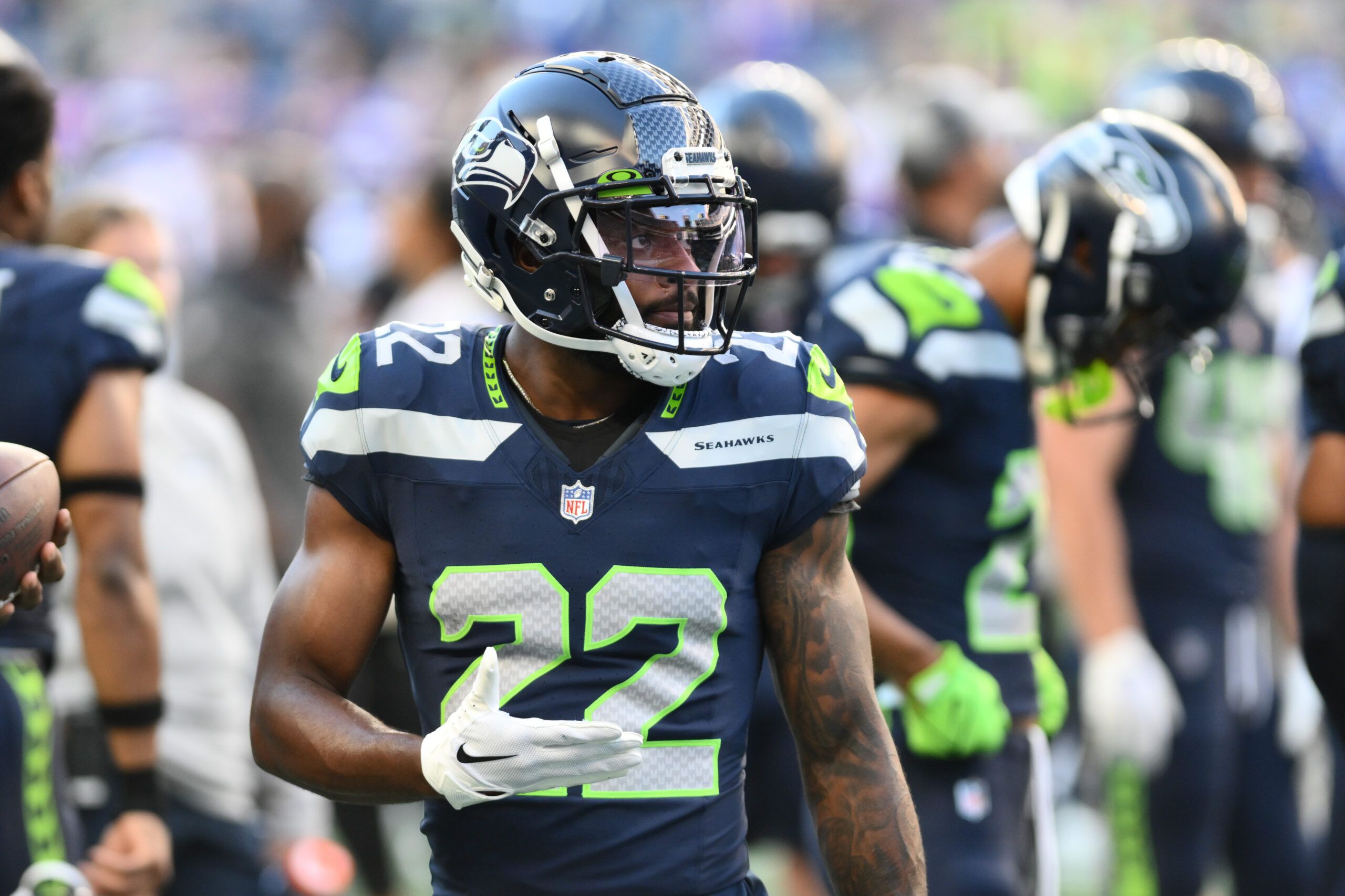 Seattle Seahawks cornerback Lance Boykin (18) looks on during an