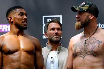 ‘Have you got a problem with me?’ Anthony Joshua and Robert Helenius share intense staredown