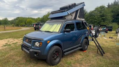 Owner Turns Honda Element Into Camper, Complete With Rooftop Tent