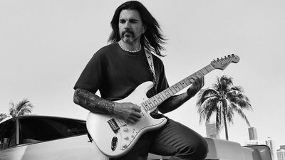 Fender and Juanes join forces for a super-versatile signature HSS Strat, equipped with an onboard mid-boost preamp, finished in Luna White