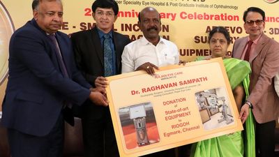 Alumnus donates equipment worth ₹75 lakh to Regional Institute of Ophthalmology and Government Ophthalmic Hospital