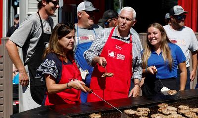 Mike Pence tours Iowa state fair in search of votes – but who is his candidacy aimed at?