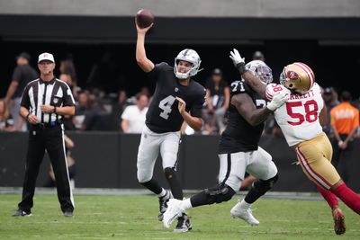 Raiders QB Aidan O’Connell plays well in first NFL action