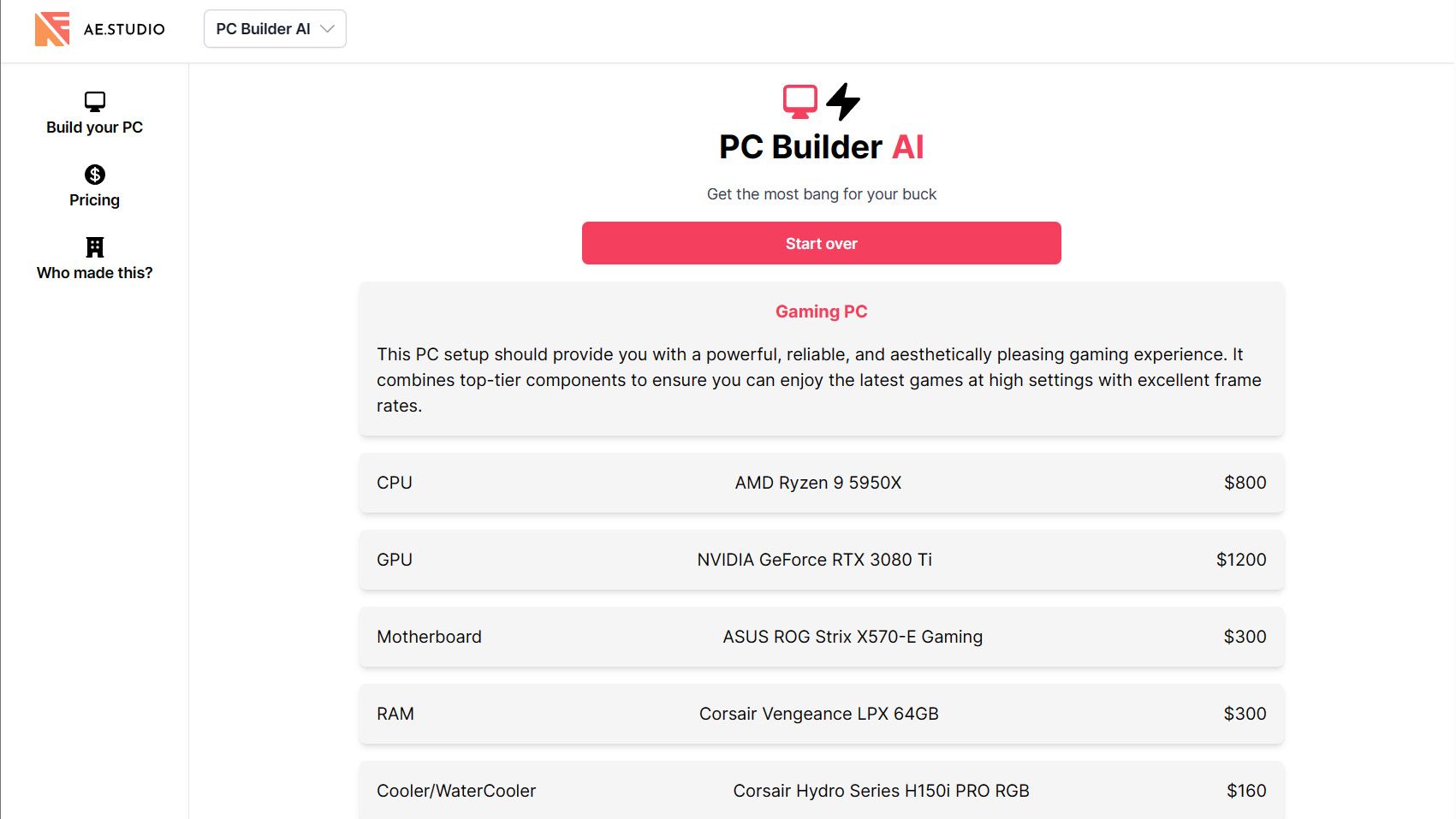 AI PC Building Site Creates Parts Lists With Wacky