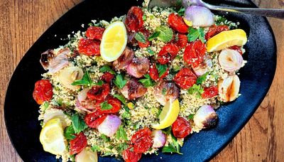 Roasted tomatoes, blistered onions add bright flavors to couscous salad