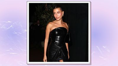 Hailey Bieber proves the '90s are in with leather mini dress fit—here's how to copy the edgy look IRL