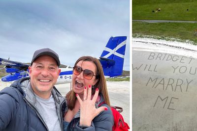 Marriage proposal etched into runway sand at picturesque Scottish airport