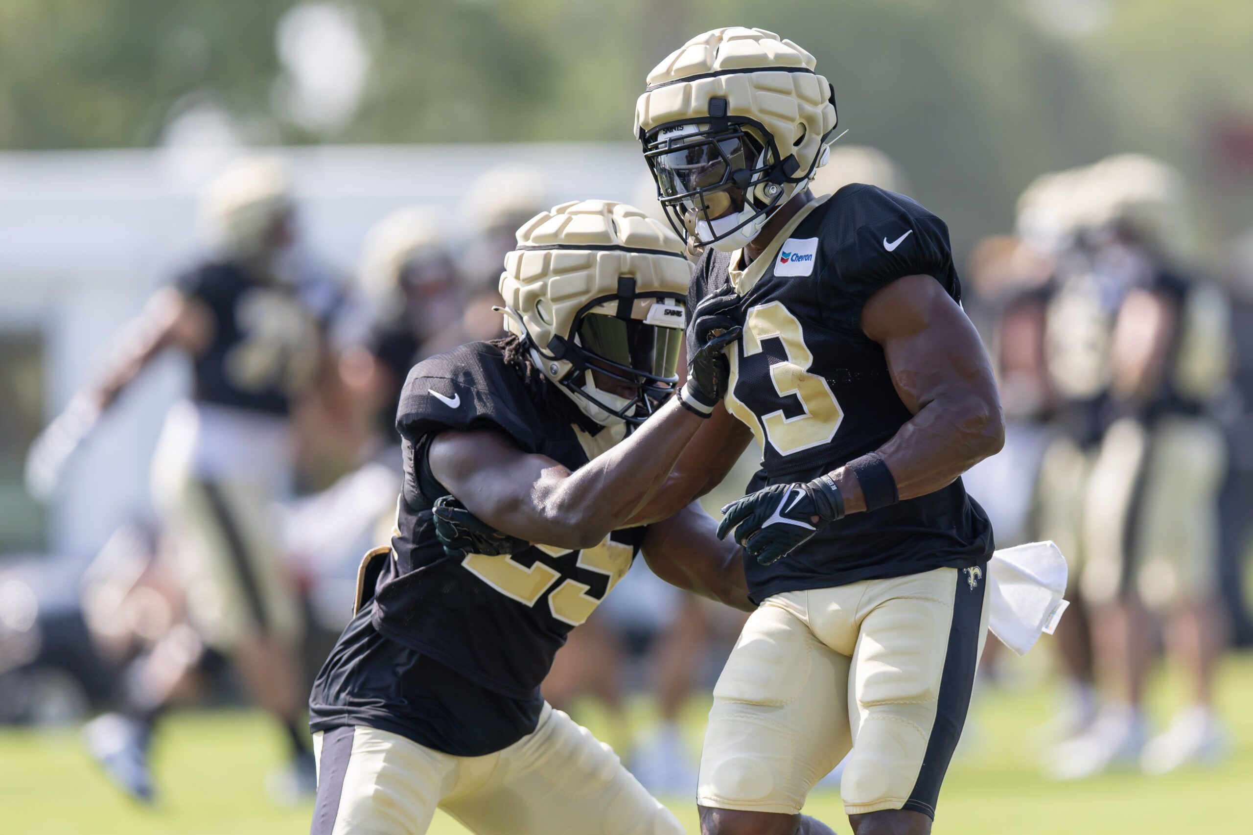 Saints Running Backs Kendre Miller, Kirk Merritt…