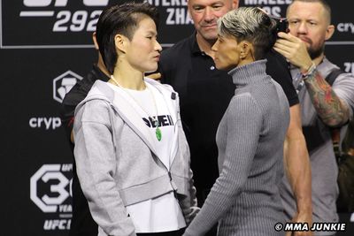 UFC 292 video: Zhang Weili vs. Amanda Lemos first faceoff at press conference