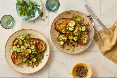 Ben Tish’s recipe for slow-cooked courgettes with borlotti beans, mint, dill and preserved lemon