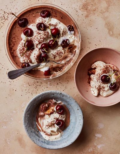 Ravneet Gill’s recipe for chocolate and cherry trifle