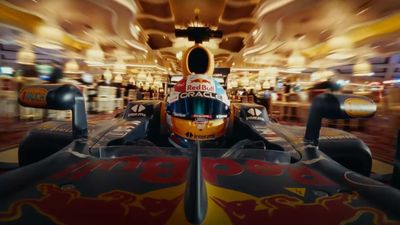 See Sergio Perez Race Red Bull F1 Car Through Casino And On Dirt In Las Vegas