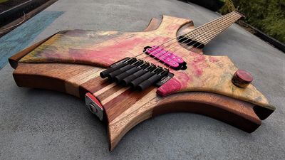 SBC takes “sci-fi and ergonomics” to new extremes on the headless Thrace II – an eco-friendly multi-scale baritone electric that is a one-off in every sense