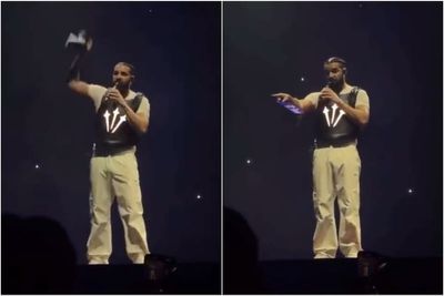 Drake issues warning after fan throws book at his head on stage: ‘You’re lucky I’m quick’