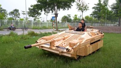 Father Builds Drivable Wood Swedish Tank From World Of Tanks Video Game