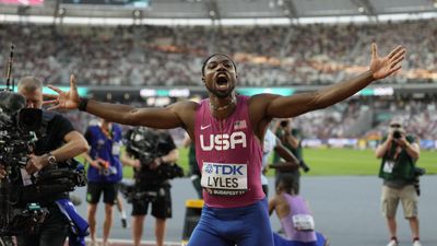 Lyles flies to 100m title at Budapest world athletics championships
