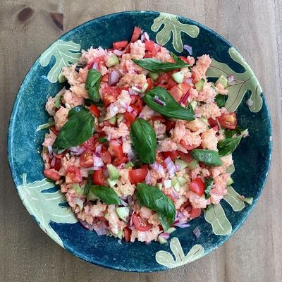 Rachel Roddy’s recipe for bread, tomato, cucumber and watermelon salad