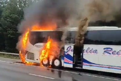Severe congestion after coach bursts into flames on M25 motorway
