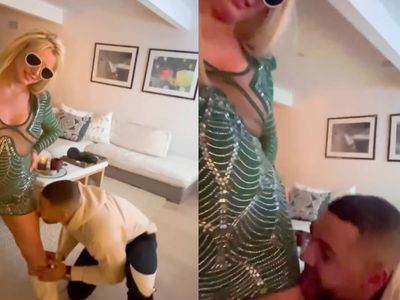 Britney Spears shares ‘bizarre’ video of mystery man licking her leg following Sam Asghari split