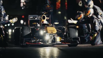 Red Bull Formula 1 car lights up Las Vegas Strip with bike lights