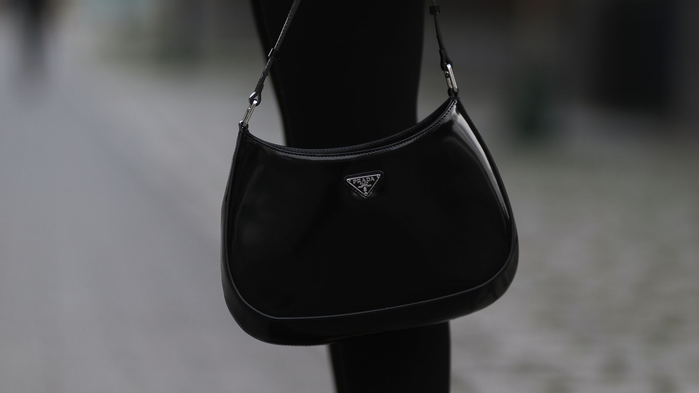 Prada Cleo Shoulder Bag Black in Brushed Leather with Silver-tone - US