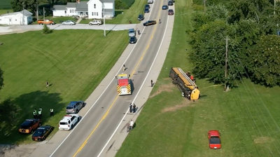 One student killed and 23 injured as school bus overturns on first day of classes in Ohio
