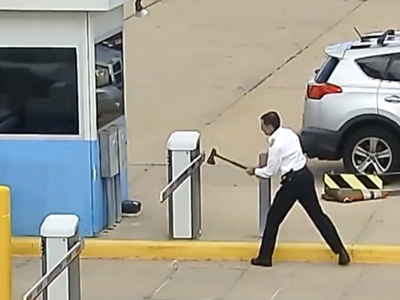 Pilot at ‘breaking point’ attacks car park exit barrier with an axe