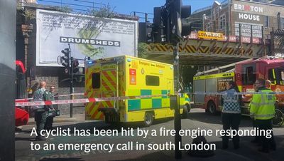 Cyclist taken to hospital after being hit by fire engine on 999 call in Brixton