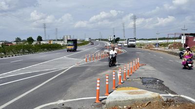 Concrete barricades placed at several access points on Bengaluru–Mysuru Expressway to prevent motorists avoiding toll