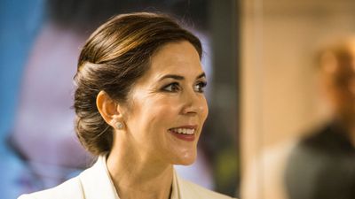 Princess Mary's white checked sundress with a tan waist belt is the elegant summer look we've been waiting for