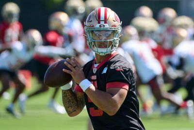 Trey Lance not on field to begin practice with 49ers after Sam Darnold named backup