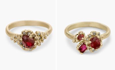 Ruth Tomlinson’s rubies bring vibrancy to textured gold rings