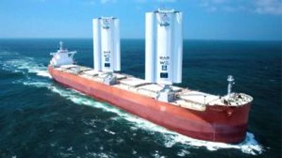 Wind-powered cargo ship takes maiden voyage