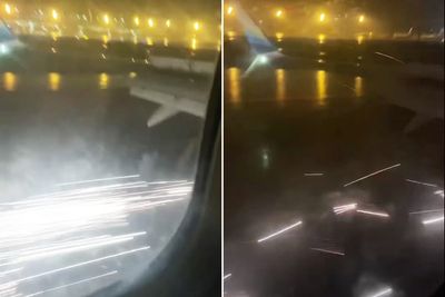 Passengers scream as sparks fly off the runway during Alaska Airways landing amid Storm Hilary