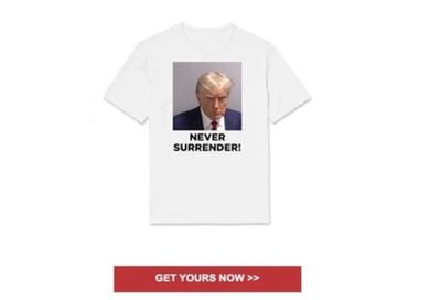 Trump is selling $47 ‘never surrender’ t-shirts with his mug shot - hours after he surrendered in Georgia