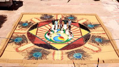 KSCC workers weave 40 sq ft coir carpet this Onam