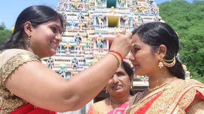 Varalakshmi Vratam performed atop Indrakeeladri