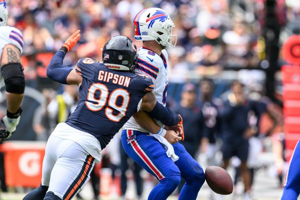 Chicago Bears fullback Robert Burns (45) celebrates after scoring a  touchdown against the Buffalo Bills during the second half of an NFL  preseason football game, Saturday, Aug. 26, 2023, in Chicago. (AP