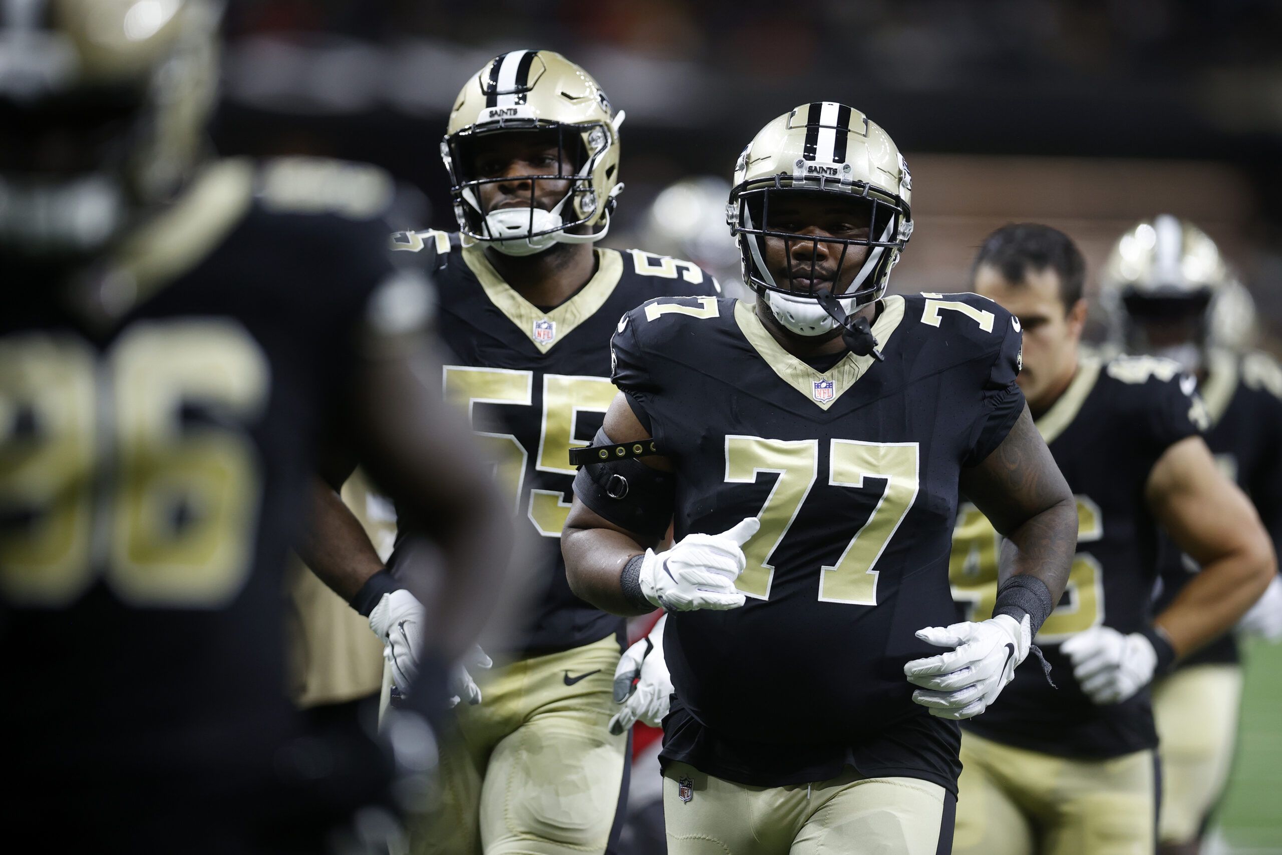 New Orleans Saints guard Lewis Kidd (66) and New Orleans Saints