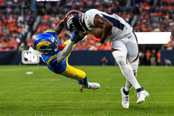 Broncos RB Jaleel McLaughlin scores TD after ejection of Rams DB Tre  Tomlinson