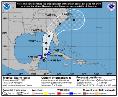 Tropical Storm Idalia could reach hurricane strength before hitting Florida this week