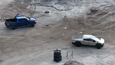 Watch Tesla Cybertruck Tackle Dirt Road, Use Gigantic Wiper