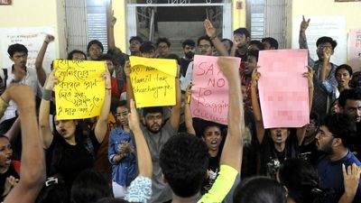 Jadavpur University students stage protest against new V-C